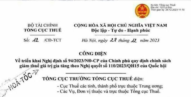 Giảm thuế GTGT từ ngày 01/01/2024 đến hết ngày 30/6/2024